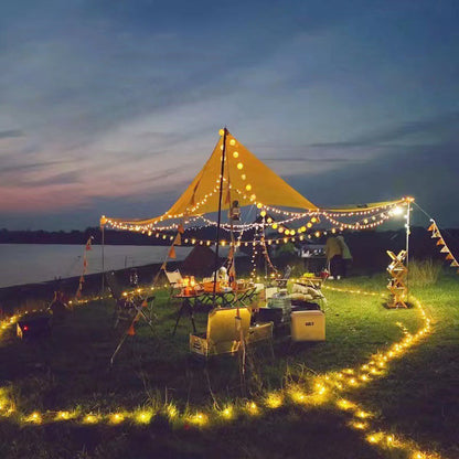 Vintage Festoon String Lights for Outdoor Patio Garden Party Decor, Solar Battery USB Powered LED Strand with 10-100 Warm White Bulbs