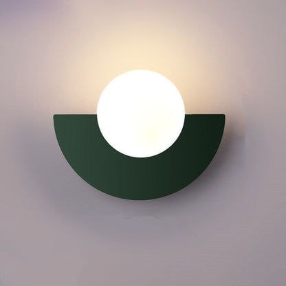 Half-Moon Glass Wall Sconce with Colorful PVC Globe for Living Room & Bedroom | Modern Indoor Accent Lighting Fixture