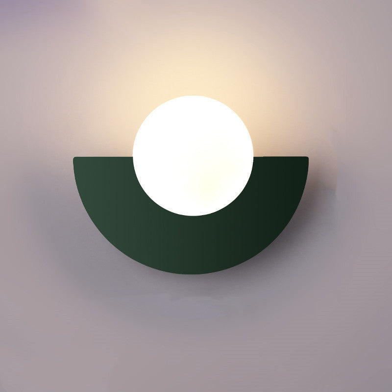 Half-Sphere Glass Wall Sconce with Colored Shade | Iron Mount LED Compatible Hardwired Fixture for Bedroom Living Room Hallway | G9 Base