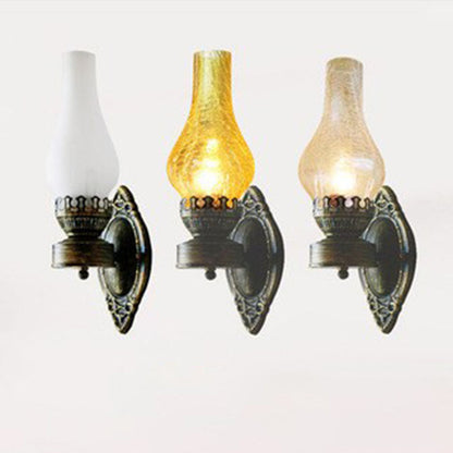 Oil-Inspired Bronze Sconce with Curved Glass Shade – Hardwired E26 Socket for Hallways & Bedrooms – 16.5 in Tall Vintage Fixture for Entrywa