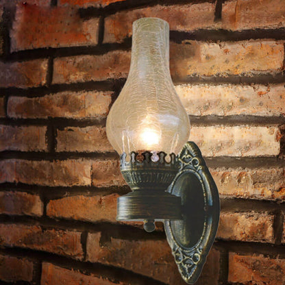 Oil-Inspired Bronze Sconce with Curved Glass Shade – Hardwired E26 Socket for Hallways & Bedrooms – 16.5 in Tall Vintage Fixture for Entrywa