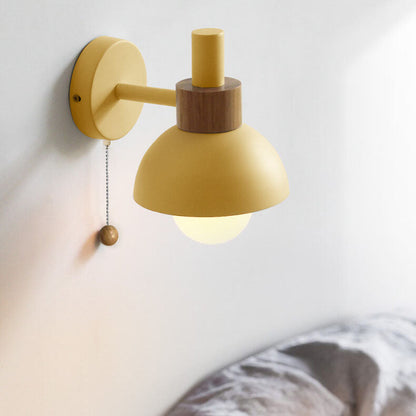 Globe Wall Light with Pull Chain Switch for Bedroom & Living Room – Dome Shade Sconce, Vintage-Inspired Design