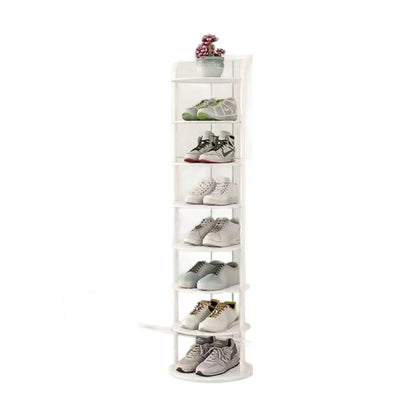 Vertical Footwear Tower 30 in Tall Multi-Level Steel Frame Hallway Organizer Slim Profile Space Saver for Apartments Dorms Modern Entryways