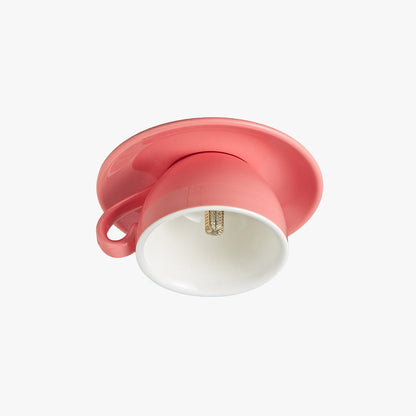 Flush Mount Cup-Shaped Ceramic LED Fixture for Bedrooms, Kids' Rooms & Living Spaces – Decorative G4 Overhead Lighting