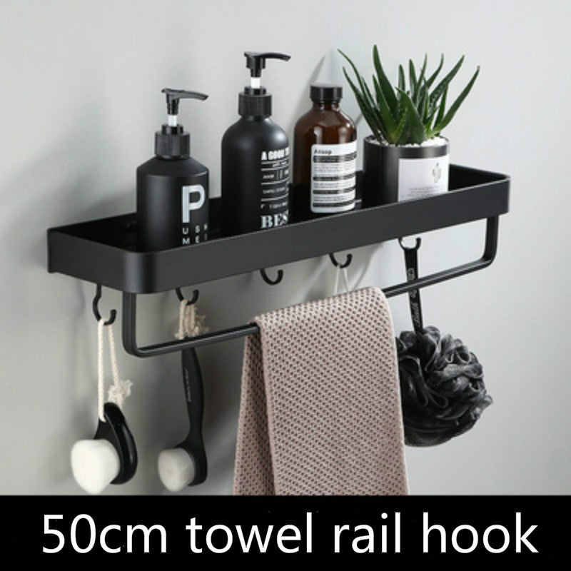 No-Drill Aluminum Bathroom Shelf – Space-Saving Wall Organizer for Shampoo & Toiletries