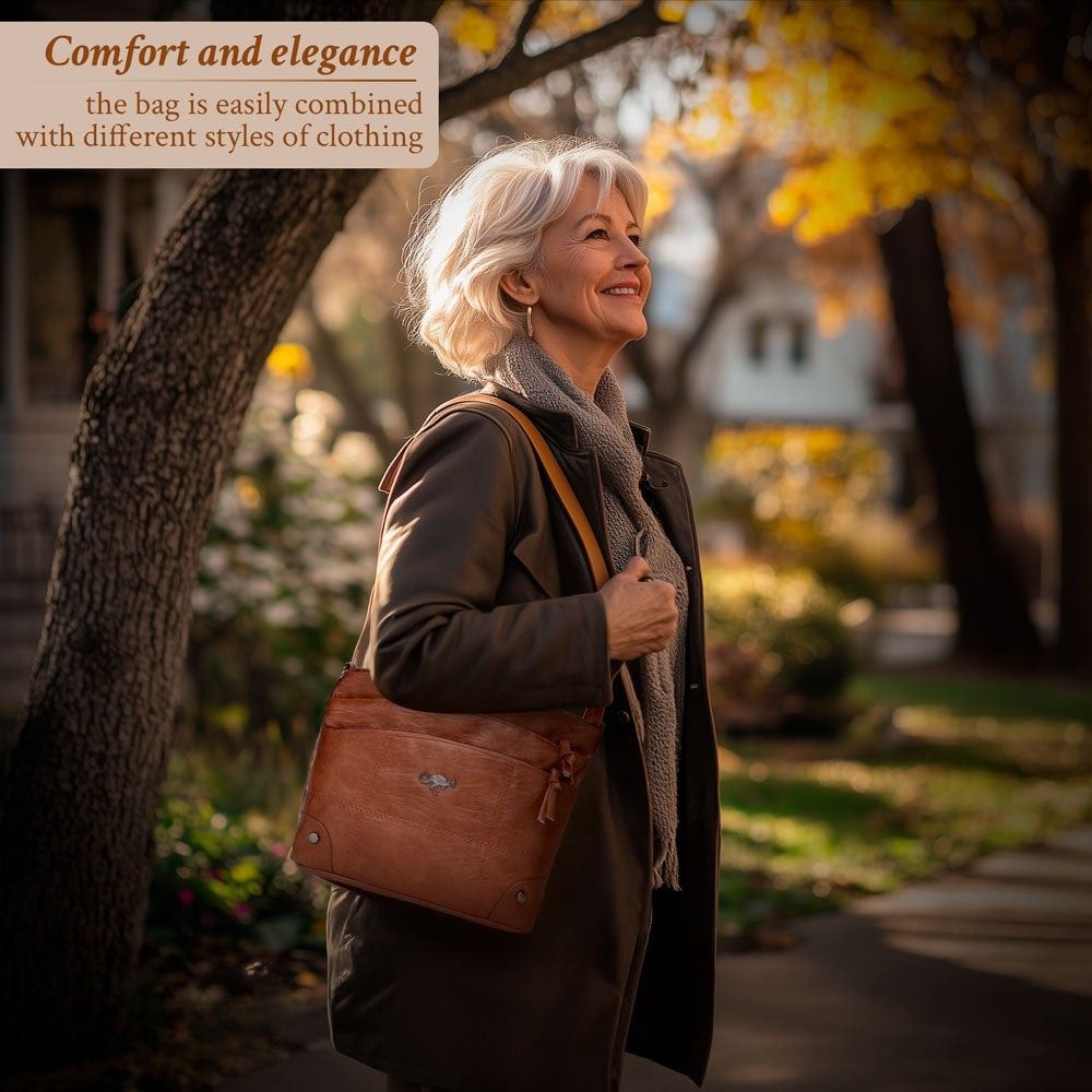 Handcrafted Full-Grain Leather Tote Bag for Women | Vintage Crossbody Shoulder Purse with Premium Patina Finish | Everyday Carryall