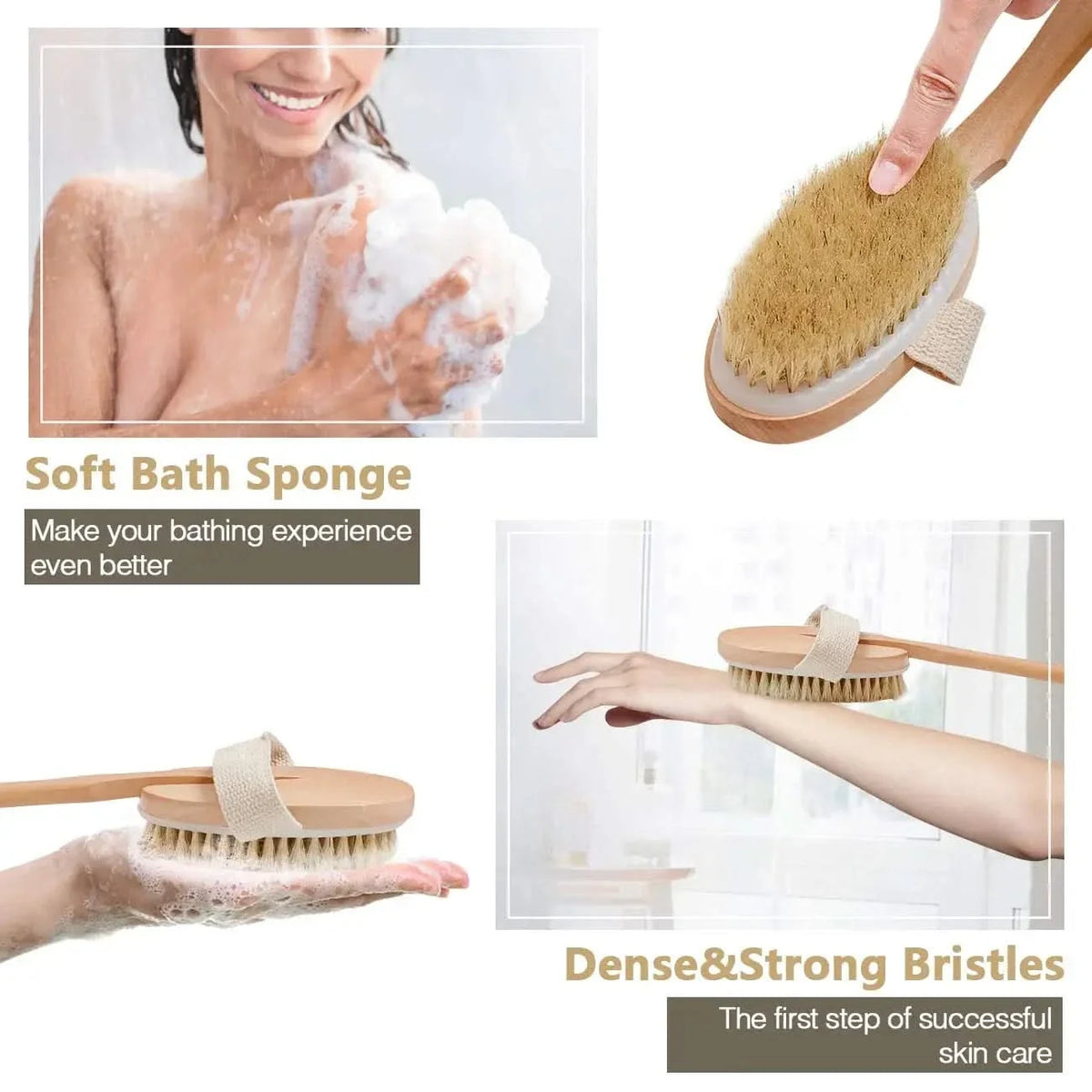 SPAFLOW – Foldable Bamboo Bath Brush for Massage & Scrubbing