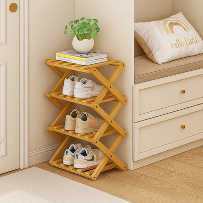 Bamboo Storage Rack | Shoe Storage Organizer with Foldable Design | Space-Saving Solution for Home
