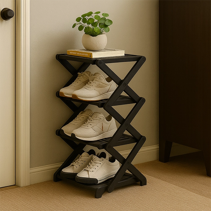 Bamboo Storage Rack | Shoe Storage Organizer with Foldable Design | Space-Saving Solution for Home