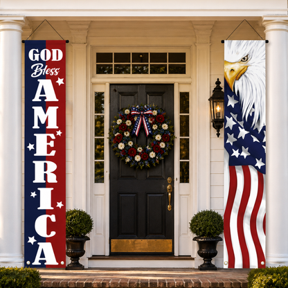God Bless America™ – Patriotic Eagle Porch Banner Set