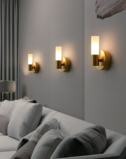 Indoor Wall Sconce Cylinder Frosted Glass Shade 3 Inch G9 Socket Hardwired Fixture Bathroom Hallway Bedroom Accent Lighting Gold Metal Frame