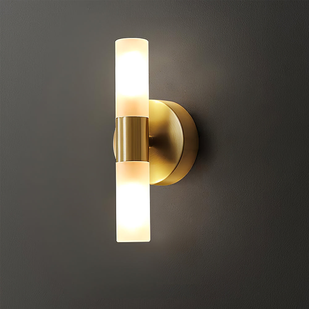 Indoor Wall Sconce Cylinder Frosted Glass Shade 3 Inch G9 Socket Hardwired Fixture Bathroom Hallway Bedroom Accent Lighting Gold Metal Frame