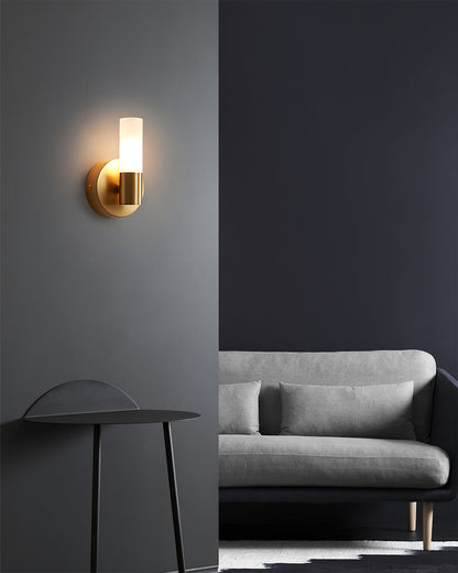 Indoor Wall Sconce Cylinder Frosted Glass Shade 3 Inch G9 Socket Hardwired Fixture Bathroom Hallway Bedroom Accent Lighting Gold Metal Frame