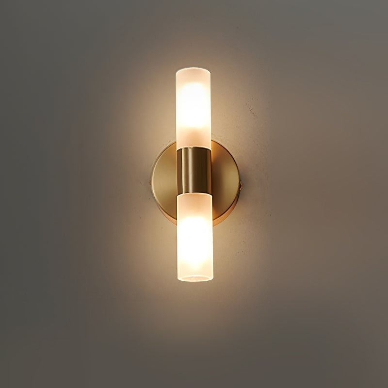 Indoor Wall Sconce Cylinder Frosted Glass Shade 3 Inch G9 Socket Hardwired Fixture Bathroom Hallway Bedroom Accent Lighting Gold Metal Frame