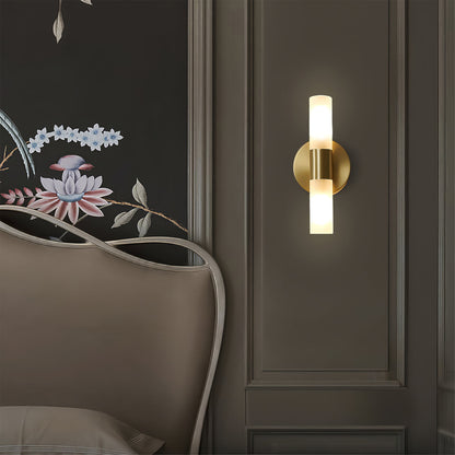 Indoor Wall Sconce Cylinder Frosted Glass Shade 3 Inch G9 Socket Hardwired Fixture Bathroom Hallway Bedroom Accent Lighting Gold Metal Frame
