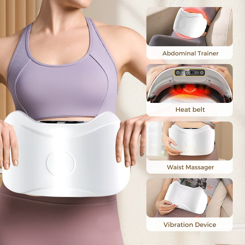 Cordless Abdominal Massager with Heat & Vibration for Digestive Comfort and Muscle Relaxation, Rechargeable Portable Belly Massage Device