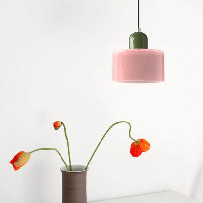 Handwoven Glass Pendant Light Bauhaus Style Indoor Hanging Lamp Adjustable Cable for Dining Room Kitchen Home Office