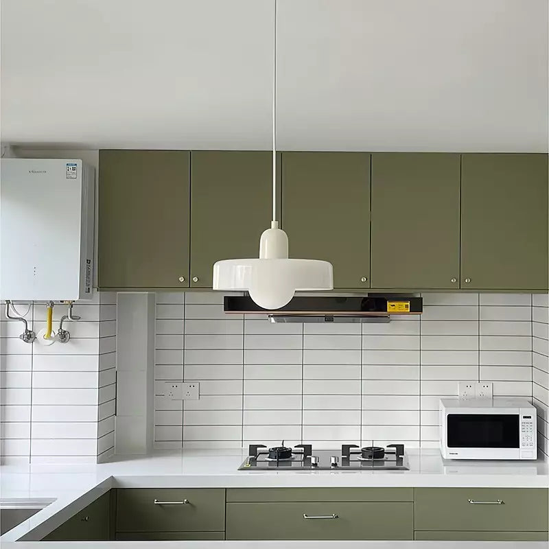 Glass Disc Pendant Light with Adjustable Cord – Modern Ceiling Fixture for Dining Room, Kitchen Island & Living Room