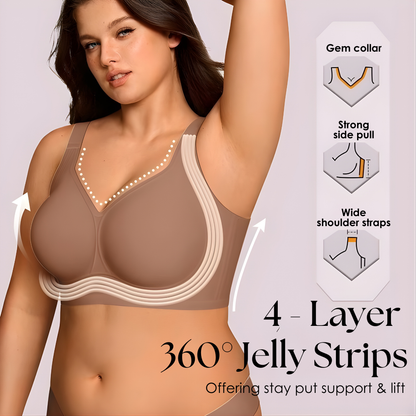 Wireless Push-Up Comfort Bra with Silicone Support Bands for All-Day Lift and Shape