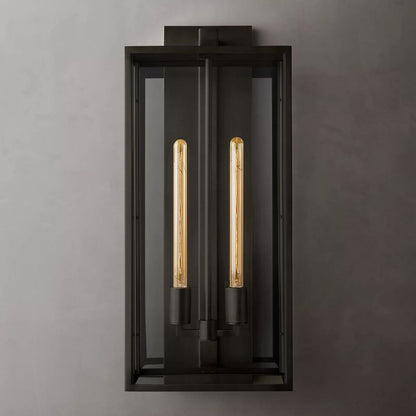 Glass & Steel Frame Wall Light Fixture with LED Bulb for Entryway, Bedroom & Hallway