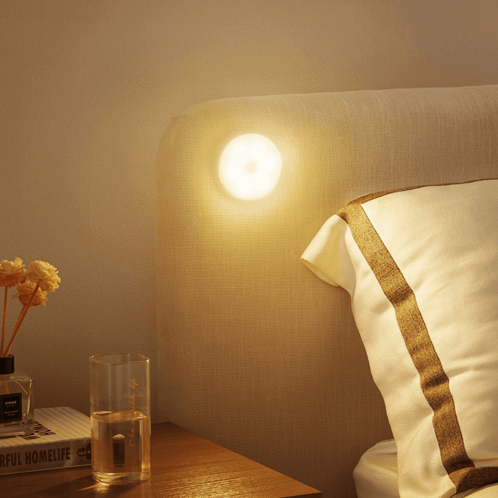 USB Rechargeable Motion Sensor Night Light – Round 3-Inch Puck Light for Closets, Hallways & Stairs – Auto On/Off Sensor Lamp – Battery