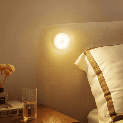 USB Rechargeable Motion Sensor Night Light – Round 3-Inch Puck Light for Closets, Hallways & Stairs – Auto On/Off Sensor Lamp – Battery