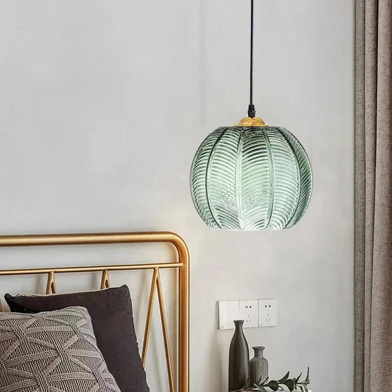 Hanging Ceiling Fixture with Organic Foliage Motif in Translucent Green – 12-Inch Diameter Drop Light for Dining Area, Kitchen Island, or Be