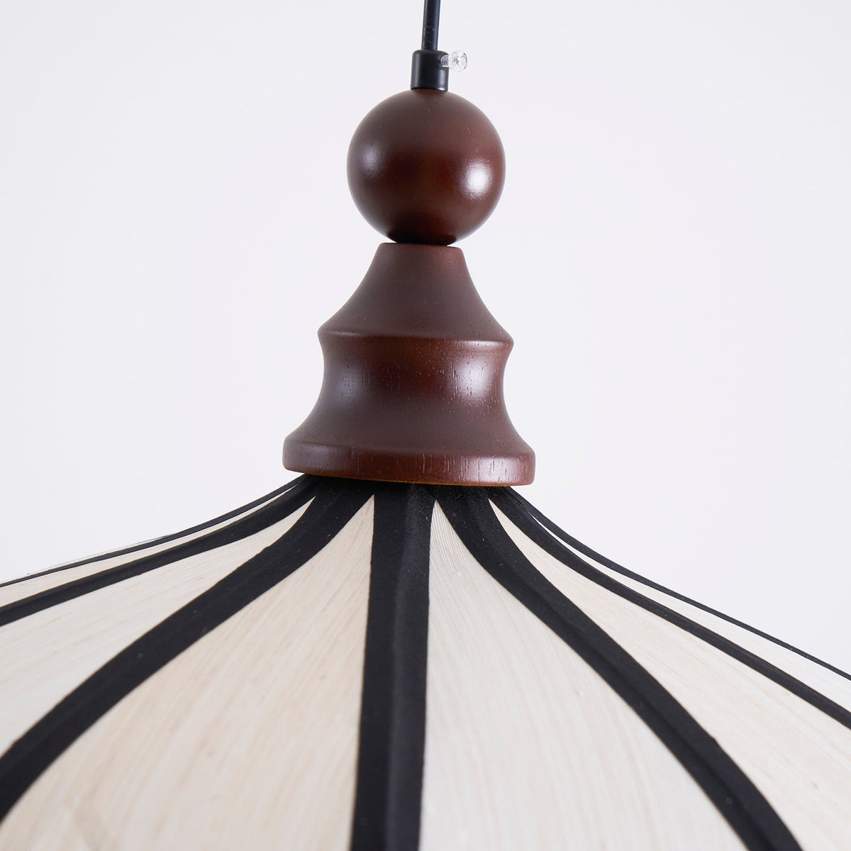 Woven Fiber Dome Ceiling Fixture with Wood Trim – 16 to 24 Inch Sizes – Adjustable Drop Suspension for Kitchens, Breakfast Nooks & Dining Ar