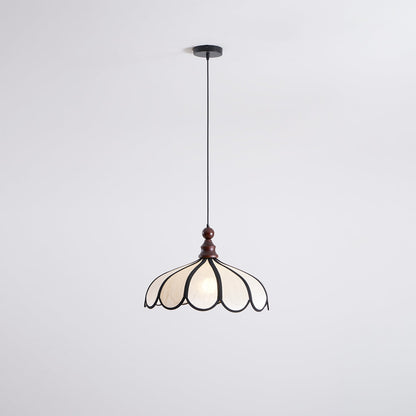 Woven Fiber Dome Ceiling Fixture with Wood Trim – 16 to 24 Inch Sizes – Adjustable Drop Suspension for Kitchens, Breakfast Nooks & Dining Ar