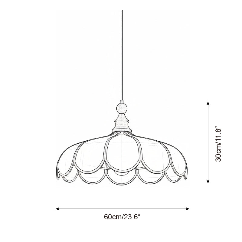 Woven Fiber Dome Ceiling Fixture with Wood Trim – 16 to 24 Inch Sizes – Adjustable Drop Suspension for Kitchens, Breakfast Nooks & Dining Ar
