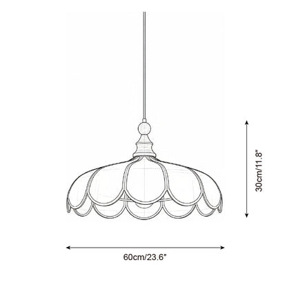 Woven Fiber Dome Ceiling Fixture with Wood Trim – 16 to 24 Inch Sizes – Adjustable Drop Suspension for Kitchens, Breakfast Nooks & Dining Ar