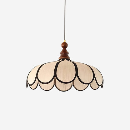 Woven Fiber Dome Ceiling Fixture with Wood Trim – 16 to 24 Inch Sizes – Adjustable Drop Suspension for Kitchens, Breakfast Nooks & Dining Ar