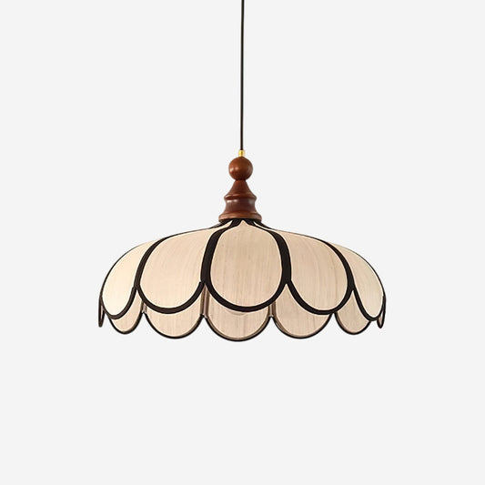 Woven Fiber Dome Ceiling Fixture with Wood Trim – 16 to 24 Inch Sizes – Adjustable Drop Suspension for Kitchens, Breakfast Nooks & Dining Ar