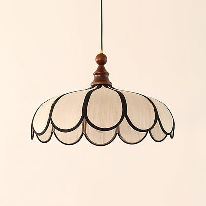 Woven Fiber Dome Ceiling Fixture with Wood Trim – 16 to 24 Inch Sizes – Adjustable Drop Suspension for Kitchens, Breakfast Nooks & Dining Ar