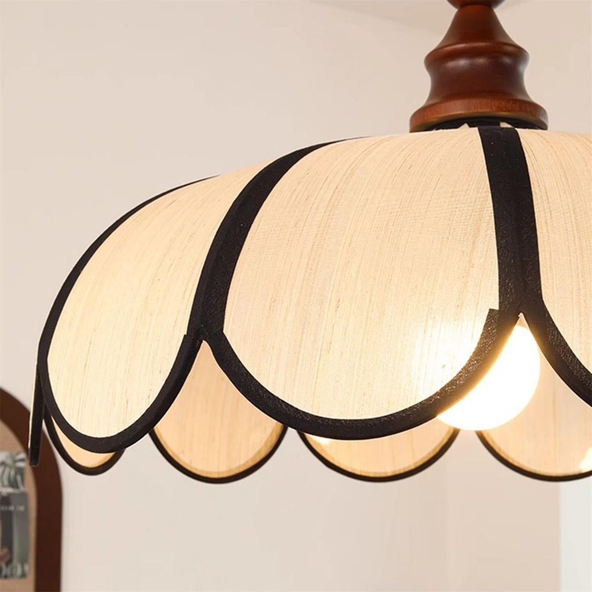 Woven Fiber Dome Ceiling Fixture with Wood Trim – 16 to 24 Inch Sizes – Adjustable Drop Suspension for Kitchens, Breakfast Nooks & Dining Ar