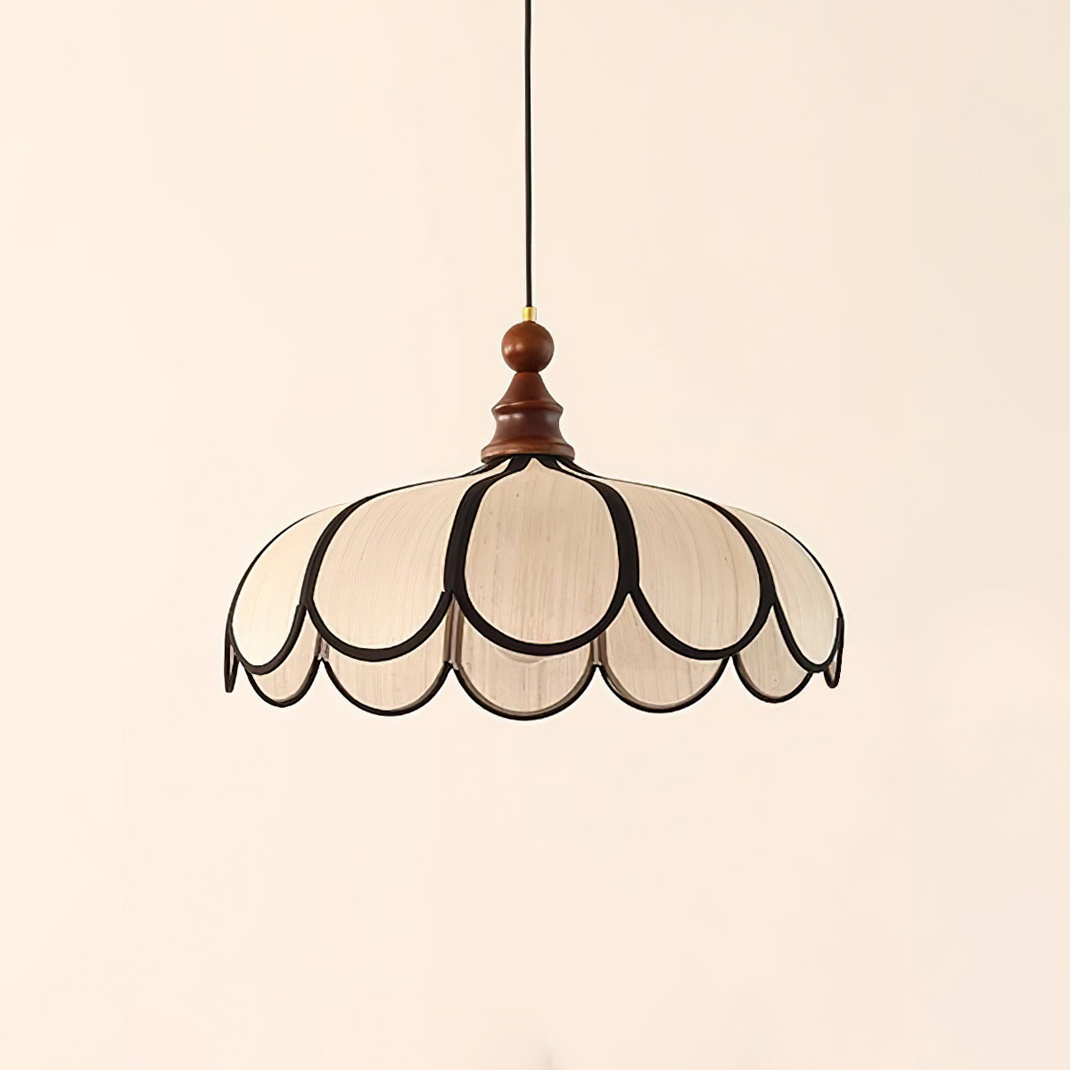 Woven Fiber Dome Ceiling Fixture with Wood Trim – 16 to 24 Inch Sizes – Adjustable Drop Suspension for Kitchens, Breakfast Nooks & Dining Ar