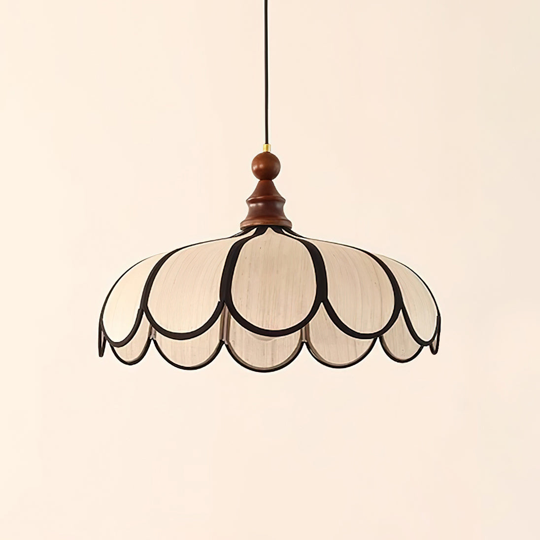 Woven Fiber Dome Ceiling Fixture with Wood Trim – 16 to 24 Inch Sizes – Adjustable Drop Suspension for Kitchens, Breakfast Nooks & Dining Ar