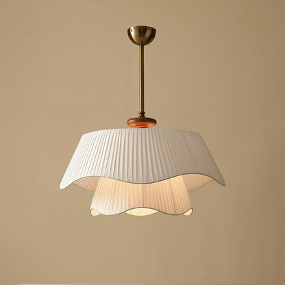 Layered Fabric Drum Pendant Light 10 in Dining Room Farmhouse Style Ceiling Fixture Bedroom Kitchen Island Wood Accent Hanging Lamp E26 Sock