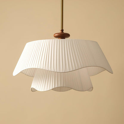 Layered Fabric Drum Pendant Light 10 in Dining Room Farmhouse Style Ceiling Fixture Bedroom Kitchen Island Wood Accent Hanging Lamp E26 Sock
