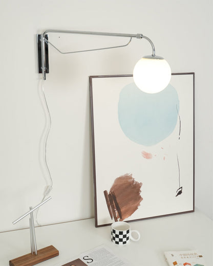 Swing Arm Wall Sconce Chrome Metal Adjustable Reading Light E26 LED Bedroom Bedside Task Lighting for Home Office Study