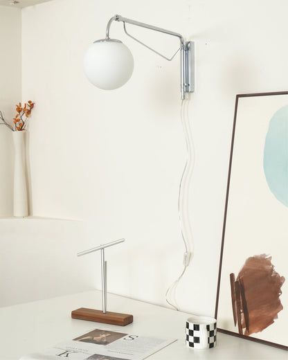 Swing Arm Wall Sconce Chrome Metal Adjustable Reading Light E26 LED Bedroom Bedside Task Lighting for Home Office Study