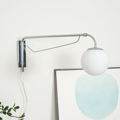 Swing Arm Wall Sconce Chrome Metal Adjustable Reading Light E26 LED Bedroom Bedside Task Lighting for Home Office Study