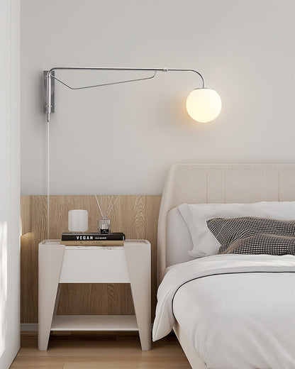 Swing Arm Wall Sconce Chrome Metal Adjustable Reading Light E26 LED Bedroom Bedside Task Lighting for Home Office Study