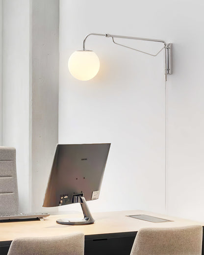 Swing Arm Wall Sconce Chrome Metal Adjustable Reading Light E26 LED Bedroom Bedside Task Lighting for Home Office Study