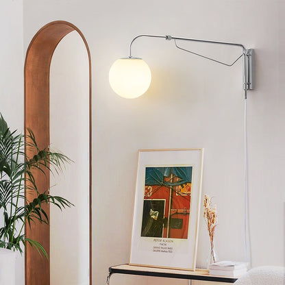 Swing Arm Wall Sconce Chrome Metal Adjustable Reading Light E26 LED Bedroom Bedside Task Lighting for Home Office Study