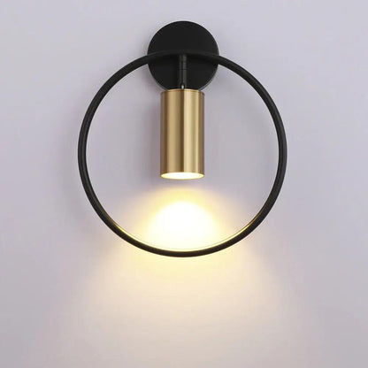 Curved Metal Wall Sconce Light with Linear Arm Design | Modern Lighting for Bedroom Living Room Hallway | Available in Black Gold & Black-Go