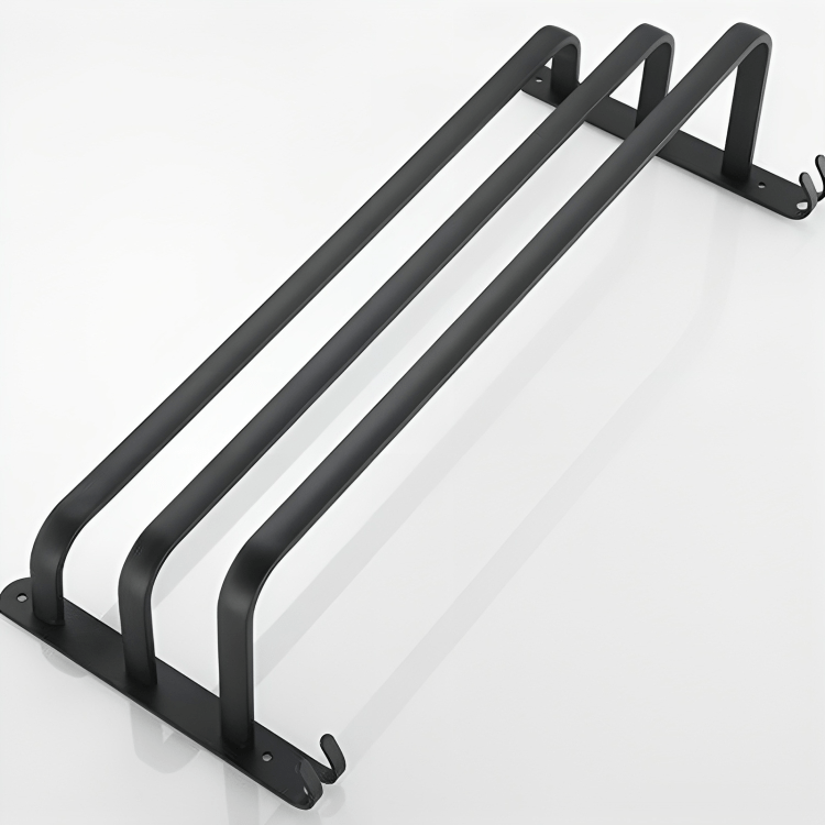Wall-Mount Aluminum Bathroom Bar for Hand Towels & Washcloths – Black Triple-Rail Storage for Shower, Laundry & Kitchen – Space-Saving Dryin