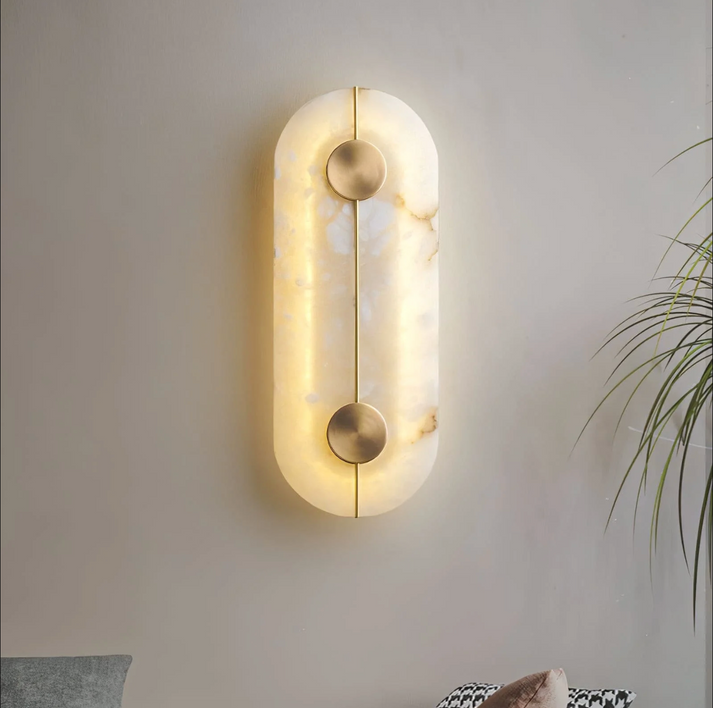 Marble Sconce Light 17 in LED Fixture Bedroom Hallway Reading Nook Vertical Modern Ambient Lighting for Quiet Spaces
