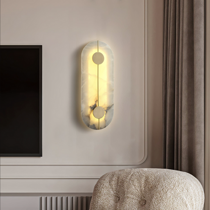 Marble Sconce Light 17 in LED Fixture Bedroom Hallway Reading Nook Vertical Modern Ambient Lighting for Quiet Spaces