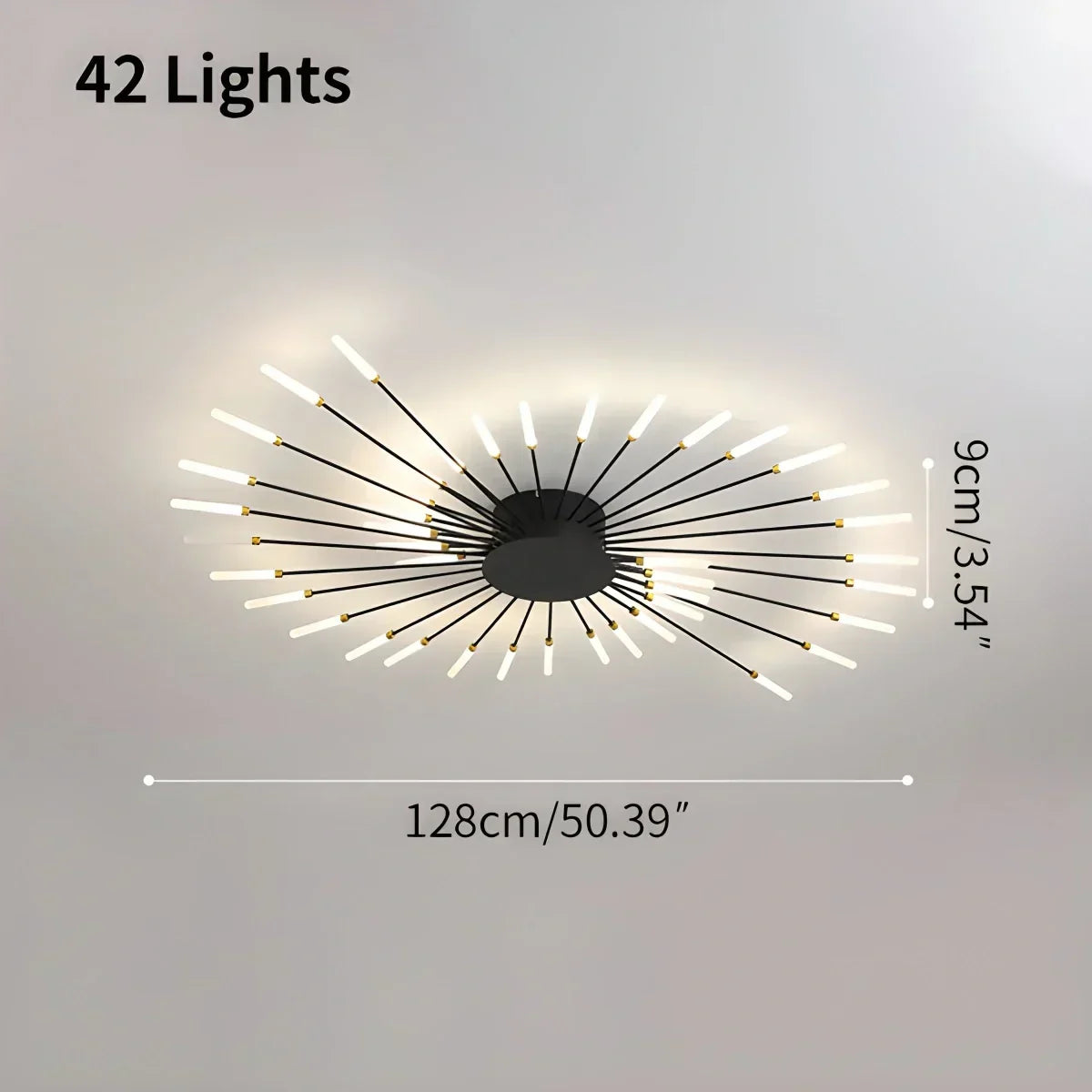 Multi-Arm Starburst Ceiling Fixture Metal LED Dimmable Gold Black 20-42 Bulb Open-Plan Dining Room Contemporary Statement Light Large Space